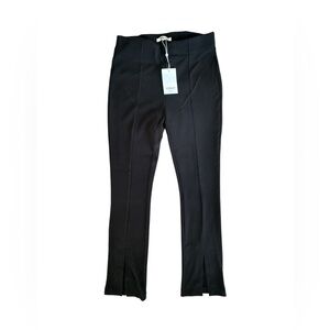 Black Ribbed dress pants with Front Slit pull on stretchy pants size Large